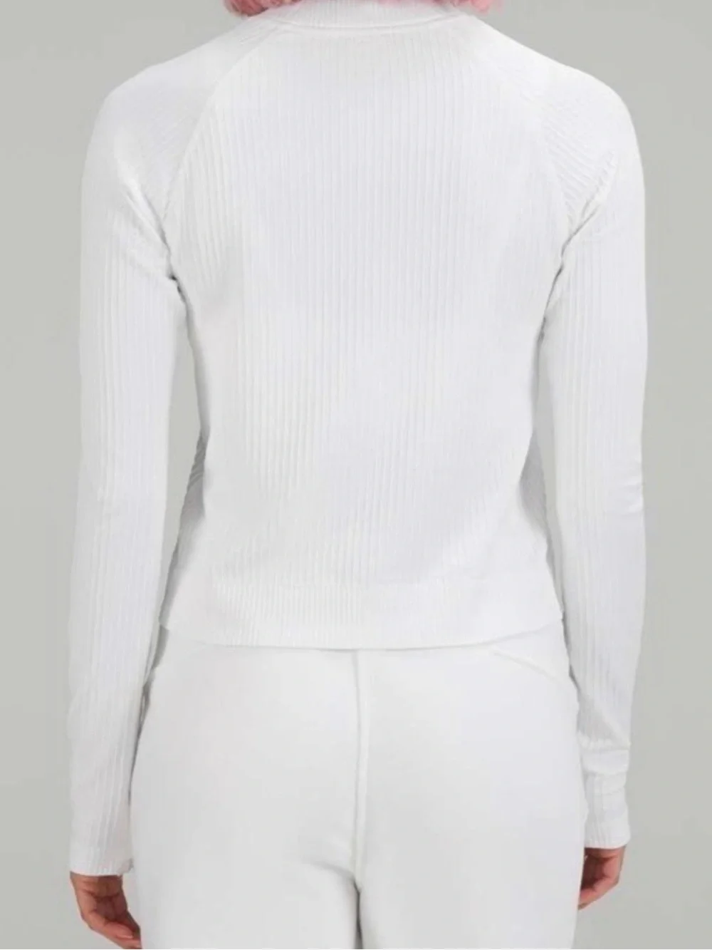 lululemon Rest Less Cropped Half Zip Long Sleeve Top Ribbed White Excellent